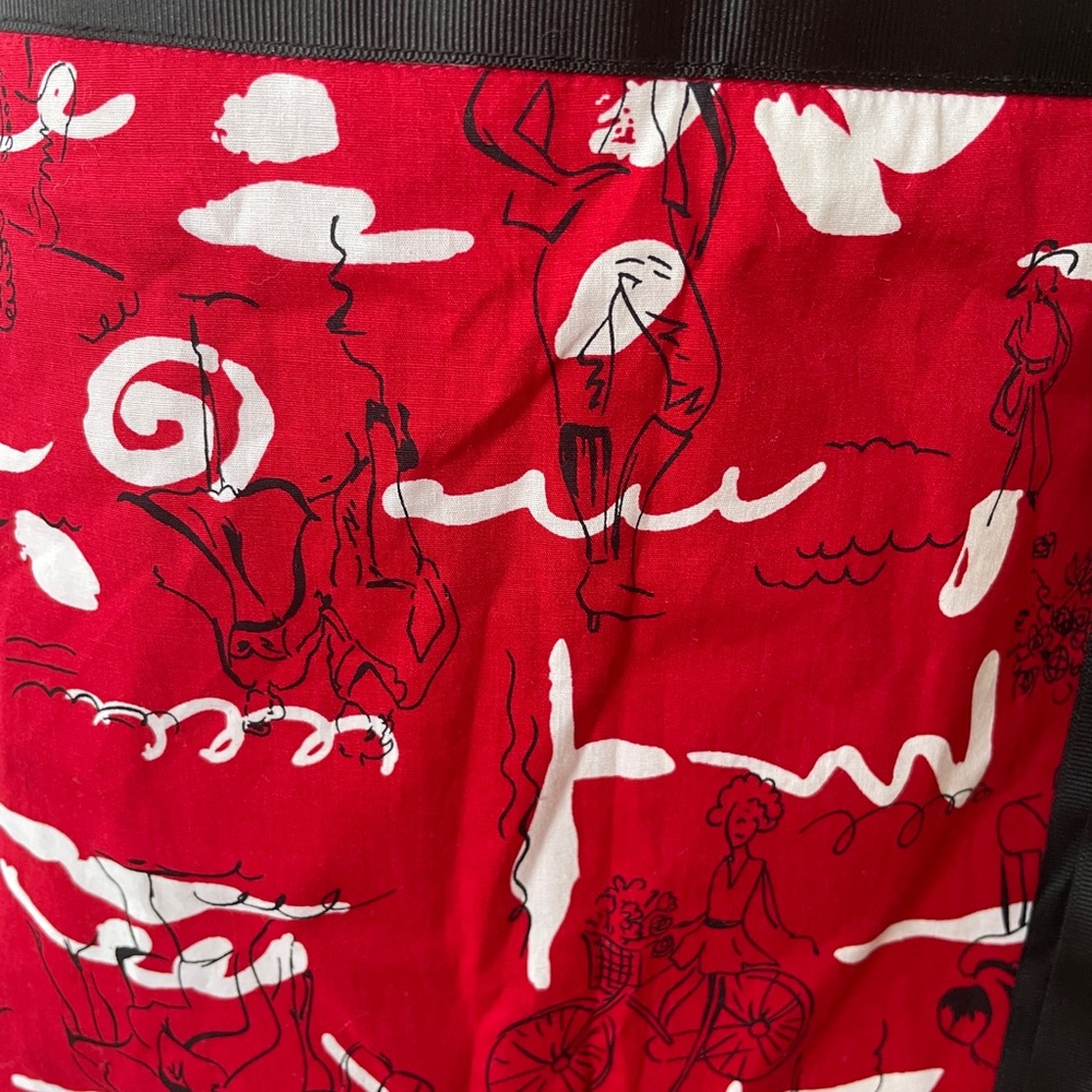 NYC Red and Black Abstract A-Line Skirt - Picture 2 of 5